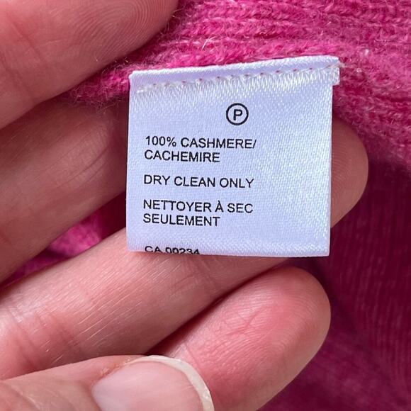 Saks Fifth Avenue Women's Bright Pink Short Sleeve Cashmere Sweater Size M - Picture 7 of 7